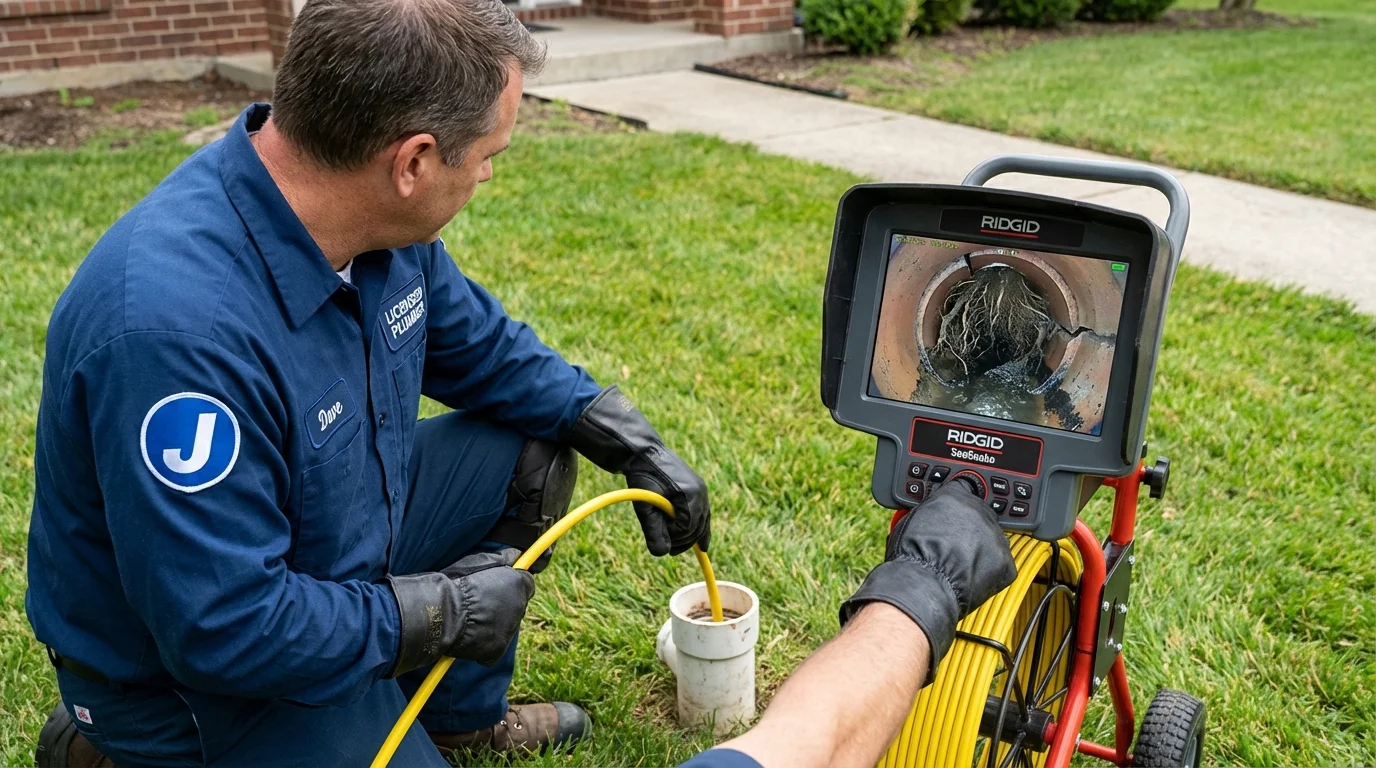 Sewer camera inspection being performed by Johns Plumbing LLC in Etna