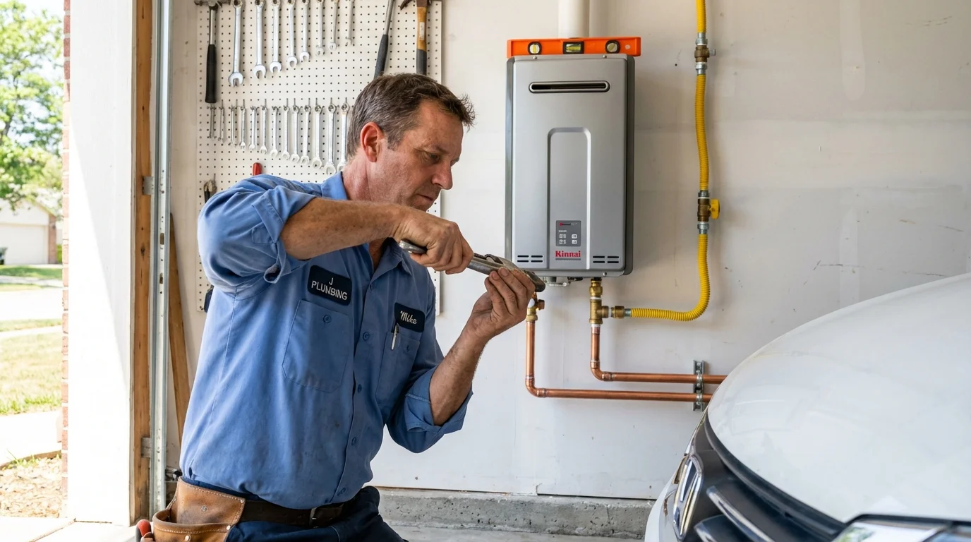Tankless water heater installation by a Johns Plumbing LLC plumber in Etna
